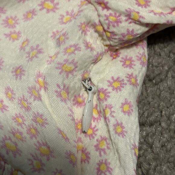 Area Stars XS Amalia Dress Mini V-Neck Floral Calico Short Puff Sleeve Pink - Picture 5 of 10